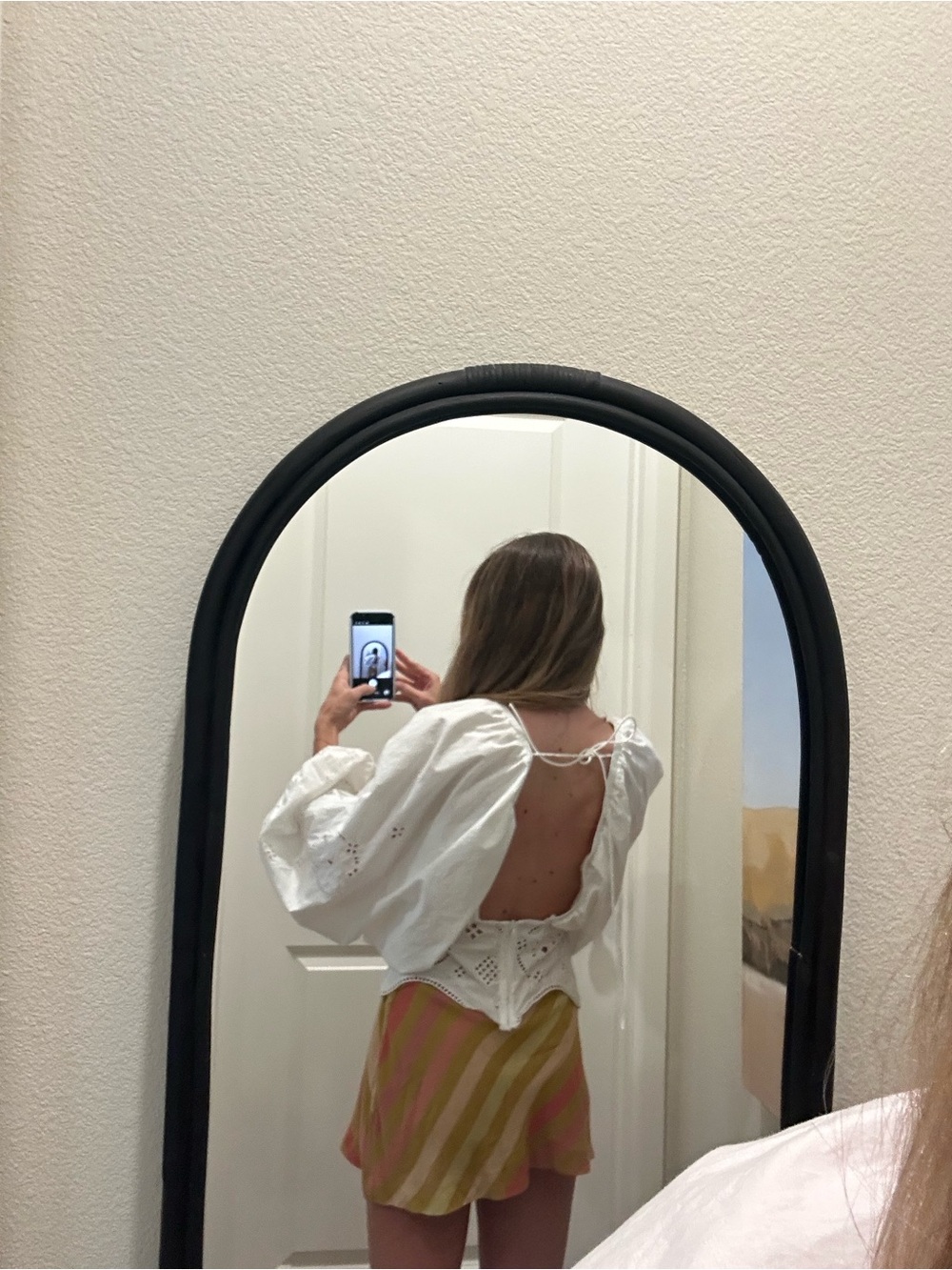 Ganni White Eyelet Puff-Sleeve Blouse - Broderie Anglaise Top - Picture 5 of 7